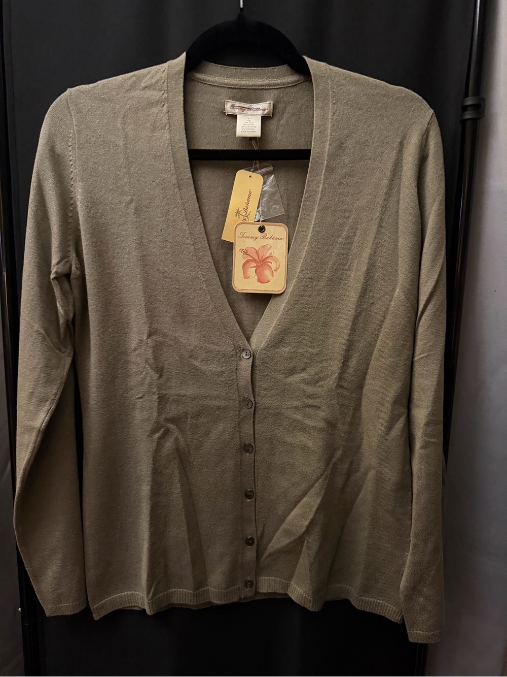 Tommy Bahama Olive Green V-Neck Button Front Cardigan